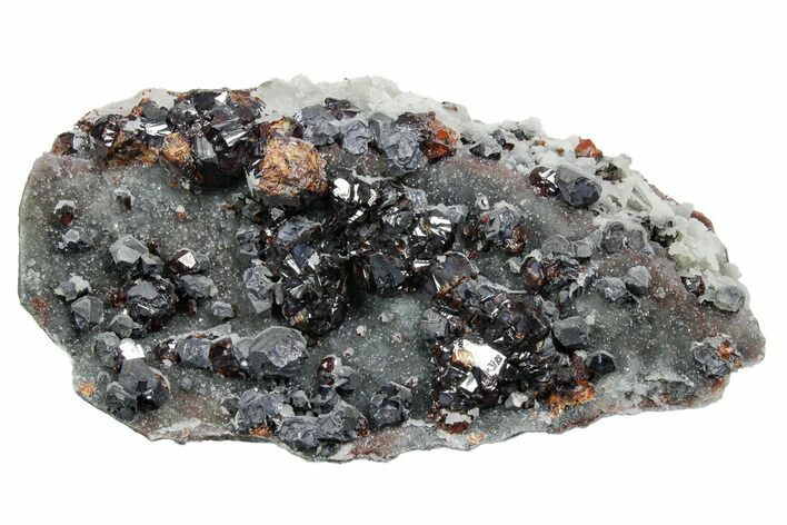 Gemmy Orange Sphalerite Crystals on Quartz - China #353602